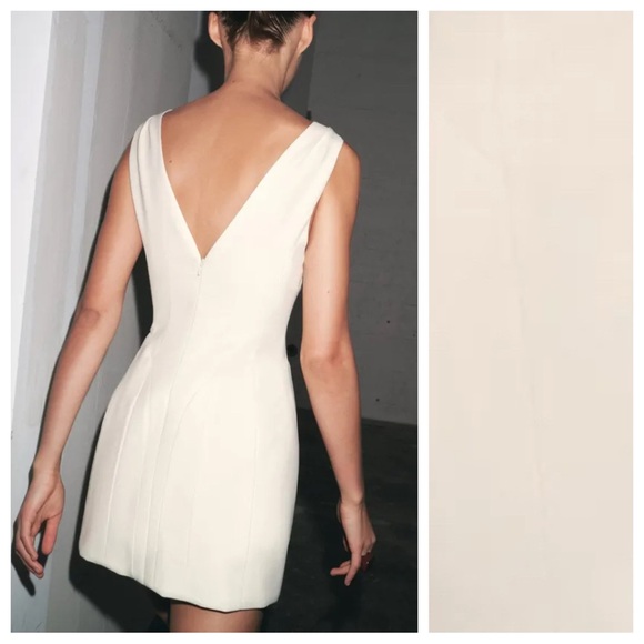 NWT. Zara ZW Collection Ecru Voluminous Short Dress. Size XS. - Picture 4 of 12